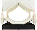 Patio Chaise Lounge, PE Rattan Outdoor Patio Wicker Sunbed Daybed - Image 9