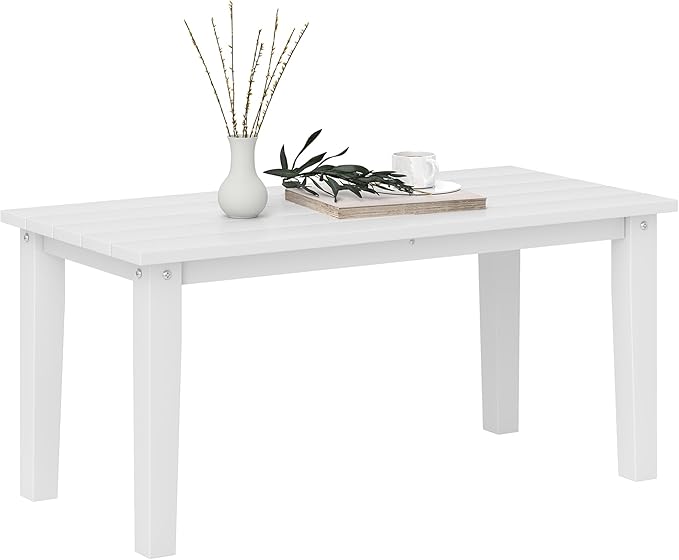 Outsunny HDPE Outdoor Coffee Table, All-Weather Rectangle Patio Coffee Table by Outsunny