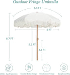 AMMSUN Boho Fringe Umbrella Outdoor Patio, 6.5ft UPF50+ Picnic Umbrella - Image 6