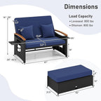 Moccha Outdoor Wicker Daybed, Patio Rattan Loveseat Sofa w/ 4-Level Adjustable - Image 8