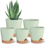 Self Watering Planters for Outdoor Plants 7/6.5/6/5.5/5Inch 5Pack Flower Pot by SESUN-E