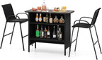 Tangkula 3 Piece Outdoor Bar Set, Patio Bar Height Table & Armchairs by TANGKULA