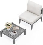 SERWALL HDPE Patio Furniture Set, 2 Pieces Outdoor Sectional Sofa Set, by SERWALL