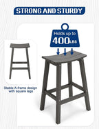 Weatherproof Bar Stools Set of 4, Saddle Seat, Bar Height Stools - Image 4