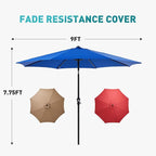 OLIXIS 9ft Patio Umbrella with Tilt and Crank Button & 8 Sturdy Ribs Waterproof - Image 8