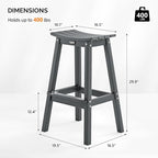 VINGLI 29" Outdoor Bar Stools Set of 2, HDPE Poly Lumber Bar Chairs - Image 3