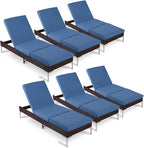 HOMREST Outdoor Lounge Chairs Set of 6, Patio Wicker Chaise Lounge by HOMREST