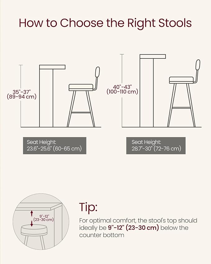 VASAGLE Set of 2 Bar Stools, Bar Height Stools, 29.1 Inches Tall Barstools - Image 8