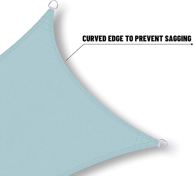 SUNNY GUARD Waterproof Sun Shade Sail 7' x 13' Sky Blue Rectangle UV Block - Image 4