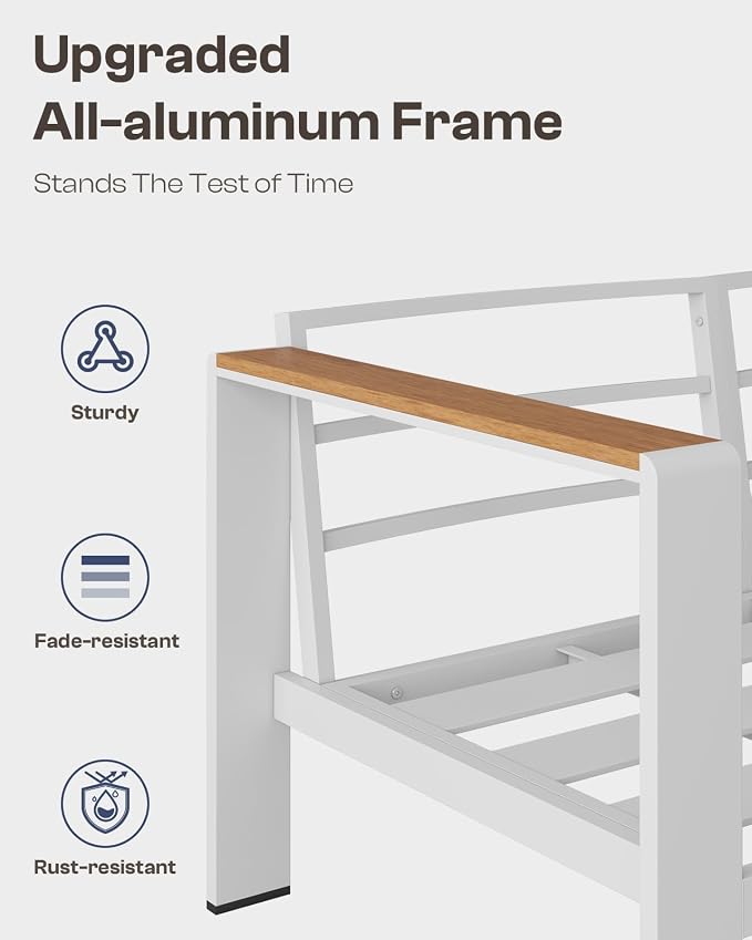 Aluminum Outdoor Patio Furniture Armchair, All-Weather Outdoor Patio Sofa - Image 5