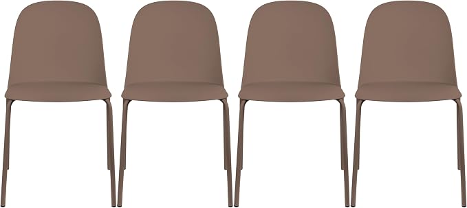 2xhome Set of 4 Modern Stackable Armless Dining Chairs | Plastic Shell Seat by 2xhome