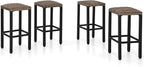 PHI VILLA Outdoor Bar Stools Set of 4, 26” Wicker Seat Counter Height Backless by PHIVILLAThepioneerofcomfortablehouseholdsupplies
