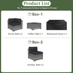 Aoxun 7 Piece Patio Furniture Set Wicker Rattan Patio Conversation Set Outdoor - Image 8