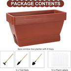 Window Box Planter, 6 Packs 17 Inches Rectangle Planters Box - Image 2