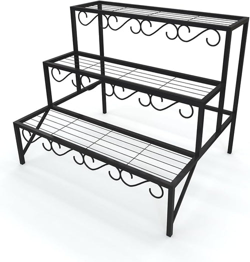 3 Tier Metal Plant Stand Outdoor Indoor, Heavy Duty Flower Pot Holder Display by Garden4you