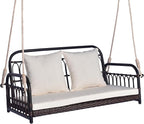 Tangkula Outdoor Wicker Porch Swing, 2-Person Hanging Seat by TANGKULA