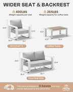 Aluminum Outdoor Patio Furniture Set, 4 Piece Oversized Patio Conversation Sets - Image 8