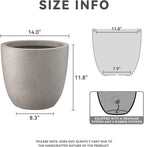 Kante 14 Inch Dia Round Concrete Planter, Indoor Outdoor Large Plant Pot - Image 2