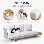 homary 6 Piece Aluminum & Teak Outdoor Sofa Set, Patio Sofa Seat L-Shaped - Image 6