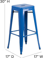 Flash Furniture Commercial Grade 30" High Backless Blue Metal Indoor-Outdoor - Image 3