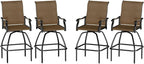 LEVELEVE Patio Bar Set 4pcs Swivel Bar Stools Outdoor Bistro Textilene by LEVELEVE