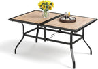 PHI VILLA Outdoor Dining Table for 6, Modern Long Furniture for Patio by PHIVILLAThepioneerofcomfortablehouseholdsupplies