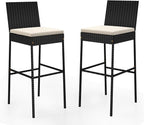 HAPPYGRILL Wicker Patio Barstools Set of 2, Outdoor Rattan Bar Chairs by HAPPYGRILL