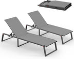 Aluminum Chaise Lounge Chair Outdoor Set of 2, Foldable & No Assembly Pool by Oasbira