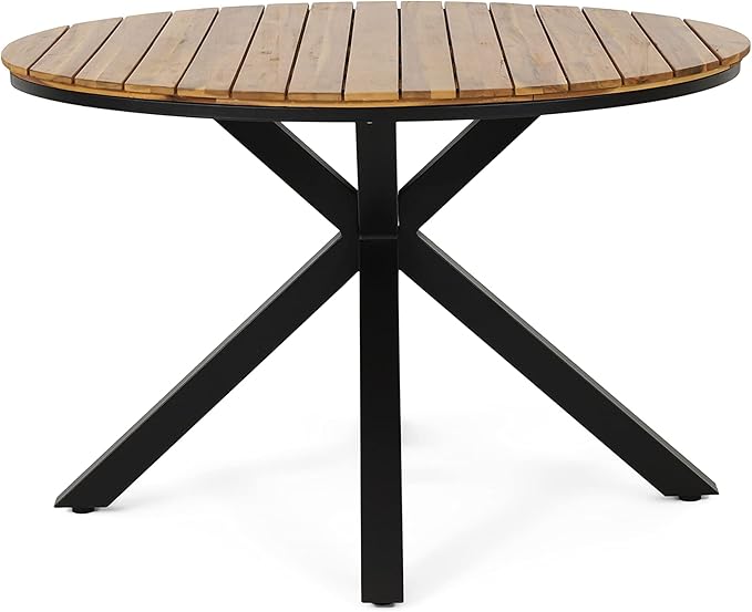 Merax Outdoor Dining Table, Modern Industrial Style Patio Dining Table - Image 3