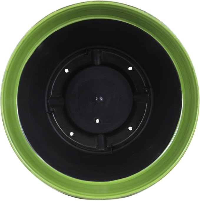 Garden Elements Indoor/Outdoor Glazed Brushed Happy Plastic Planter, Dark Green - Image 3