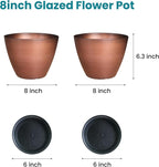 2 Pack Plastic Plant Pots with Drainage Holes, 8 inch Planter - Image 2
