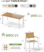 Outdoor Dining Set for 4, Aluminum Patio Table and Chairs Set - Image 6