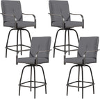 Outdoor Swivel Bar Stools Set of 4, Bar Height Patio Chairs by Godappe