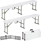 6ft Plastic Folding Bench with Carrying Handle & Lock, Portable Outdoor Bench by Candockway