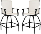 LEVELEVE Patio Bar Set 2pcs Swivel Bar Stools Outdoor Bistro Textilene - Image 8