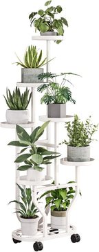Plant Stand with Wheels 6 Tier Metal Flower Shelf by YIZAIJIA