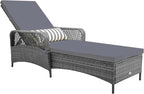 Tangkula Wicker Chaise Lounge Outdoor, Patio Rattan Reclining Chaise by TANGKULA