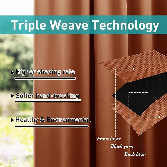 NICETOWN Outdoor Curtains Waterproof & Windproof, Thermal Insulated Top and - Image 6