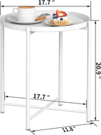 EKNITEY End Table, Folding Metal Side Table Waterproof Small Coffee Table Sofa - Image 3