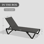 Domi Pool Lounge Chairs Set of 2, Aluminum Adjustable Outdoor Chaise Lounge - Image 2