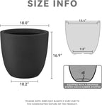 Kante 18 Inch Dia Round Concrete Planter, Indoor Outdoor Large Plant Pot - Image 2
