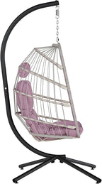 SWITTE Egg Chair Outdoor with Stand, Indoor Wicker Hanging Egg Swing Chair with - Image 9