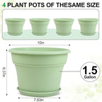 10 Inch Plastic-Flower-Pot-for-Indoor-Plants, 4 Pack Large Outdoor Planter Pot - Image 3