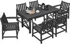 7 Pieces HDPE Outdoor Dining Set, Patio Dining Set by SeeHill
