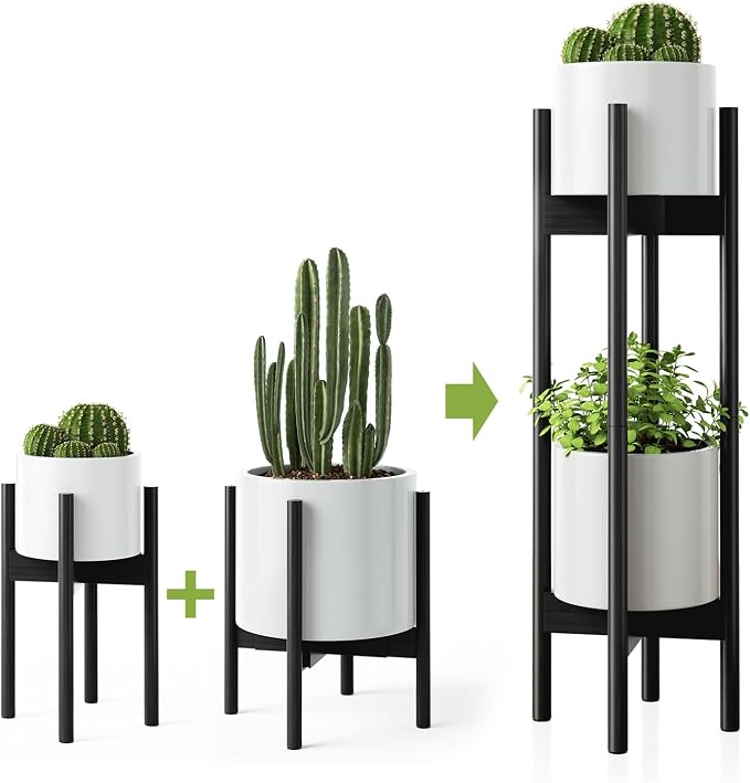 MUDEELA 2 Pack Indoor Plant Stands, 2 Tier Tall Plant Stand 30 inches, Mid by MUDEELA