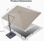 PURPLE LEAF Patio Umbrella 10' X 13' Rectangle Cantilever Umbrella Large - Image 9