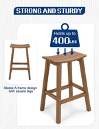 Weatherproof Bar Stools Set of 2, Saddle Seat, Bar Height Stools - Image 4