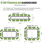 G GOOD GAIN 3-in-1 Adjustable Raised Garden Bed Kit | Galvanized Planter Boxes - Image 3