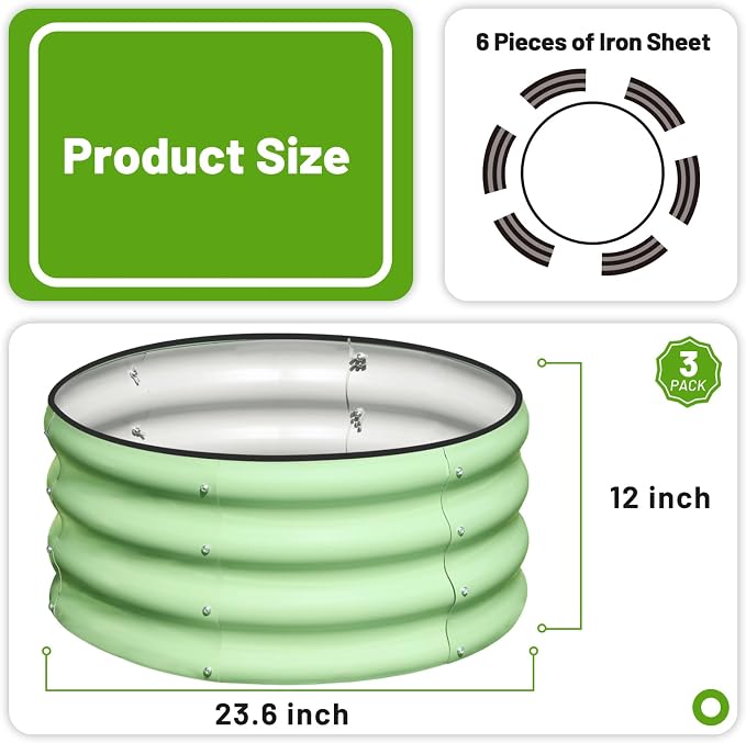 SnugNiture 2x2x1ft Round Galvanized Raised Garden Bed Kit Outdoor, Metal - Image 3