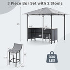 Tangkula 3 Piece Patio Bar Set, 8x8 FT Double-Tier Grill Gazebo - Image 4